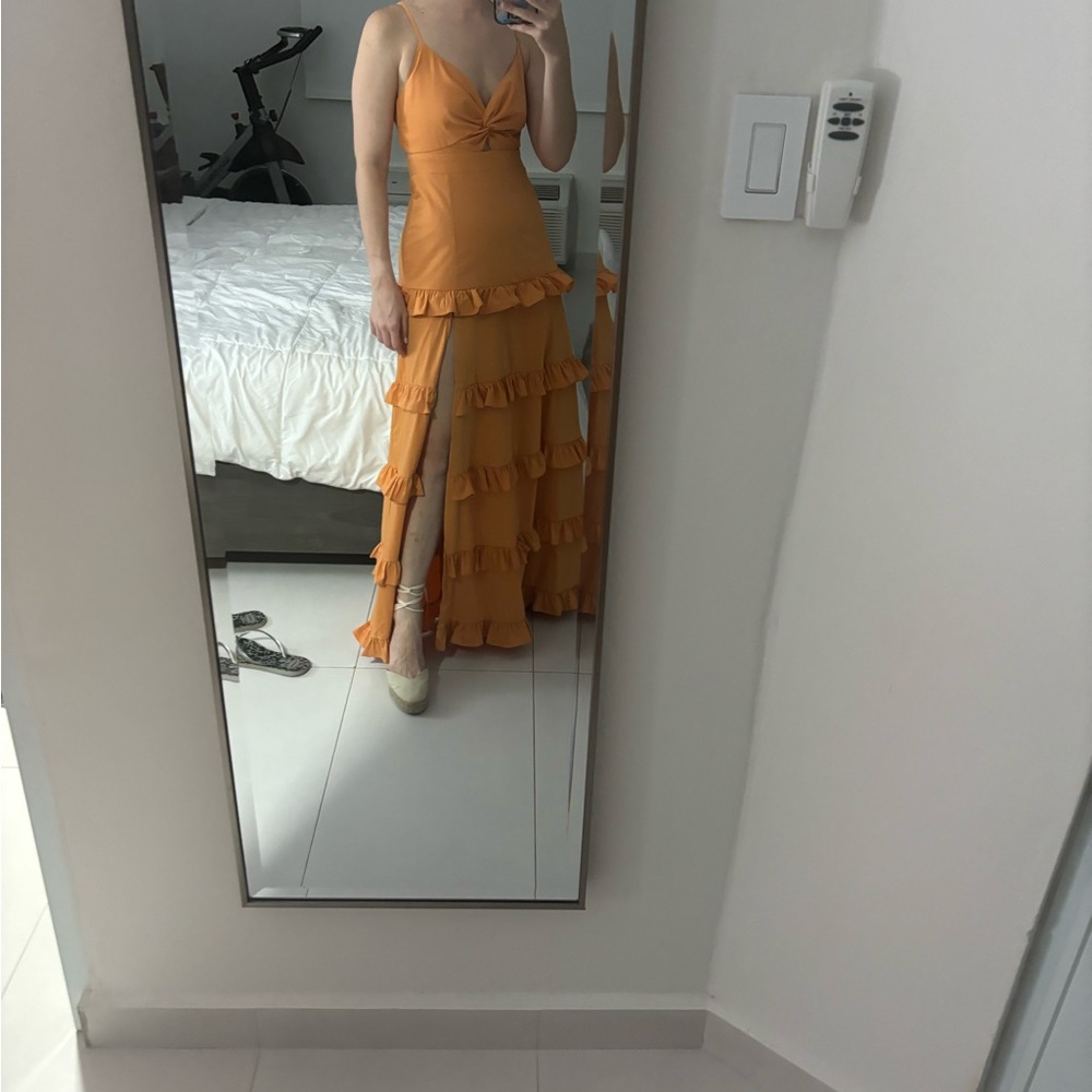 Orange Ruffle Maxi Dress - Picture 3 of 3